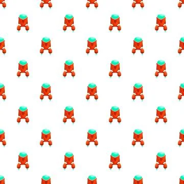 Cartoon rocket pattern repeating on white background Stock Illustration