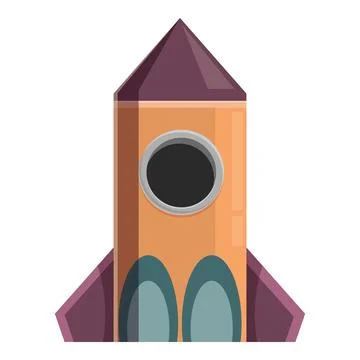 Cartoon rocket ship blasting off to explore space Stock Illustration