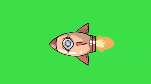 Cartoon rocket ship flying across green screen background for space animation vf Stock Footage 329905382