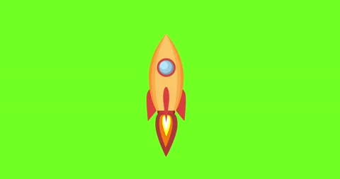 Cartoon rocket ship flying up Stock Footage 148312481