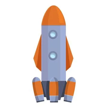 Cartoon rocket ship waiting on launch pad for space travel Stock Illustration