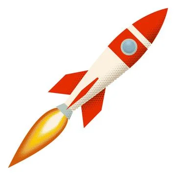 Cartoon Rocket Space Ship Retro Illustration Stock Illustration
