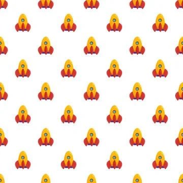 Cartoon rocket spacecraft pattern on white backdrop Illustrazione stock