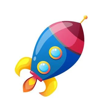 Cartoon rocket spaceship isolated vector illustration. Stock Illustration