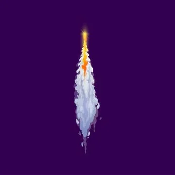 Cartoon rocket, spaceship launch smoke trail Stock Illustration
