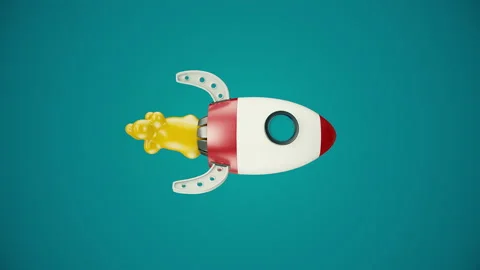 Cartoon Rocket Video Loop Stockbeeldmateriaal 238879420