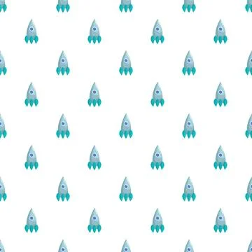 Cartoon rockets forming a repeating seamless pattern Stock Illustration