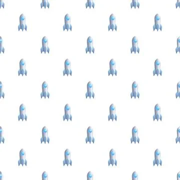 Cartoon rockets forming a seamless pattern on a white background Stock Illustration