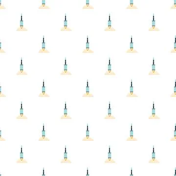 Cartoon rockets launching seamless pattern for space mission Illustrazione stock