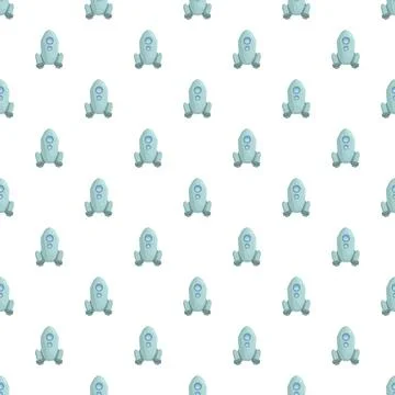 Cartoon rockets repeating seamless pattern on white background Stock Illustration