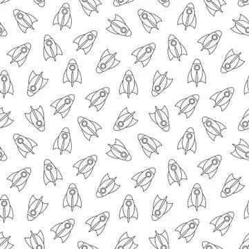 Cartoon rockets on white background. Linear coloring book. 스톡 일러스트
