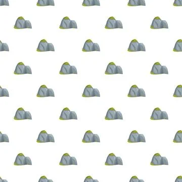 Cartoon rocks pattern with moss and grass Stock Illustration