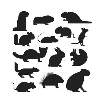 Cartoon rodents animals vector set Stock Illustration