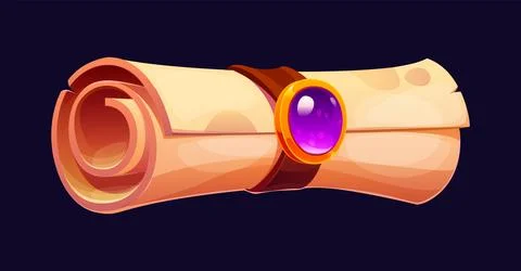 Cartoon rolled parchment scroll Halloween message Stock Illustration