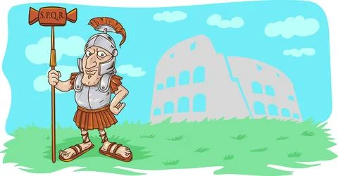 Cartoon Roman Centurion on background Stockillustratie