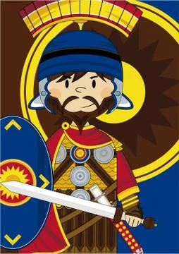 Cartoon Roman Centurion 스톡 일러스트