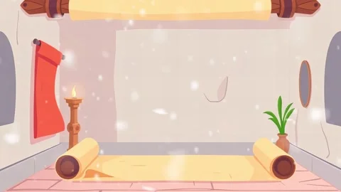 Cartoon Room Design: Animated Scroll Scene in a Snowy Ambiance Stock Footage 306997098