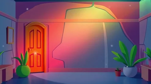 Cartoon Room design will make a great artist want to start painting anything th Stock Footage 308845088