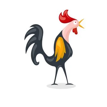 Cartoon rooster crowing vector, Stock Illustration