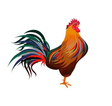 Cartoon rooster. Isolated object for design element Stock Illustration