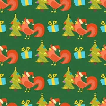Cartoon rooster seamless pattern vector illustration chicken farm christmas 스톡 일러스트