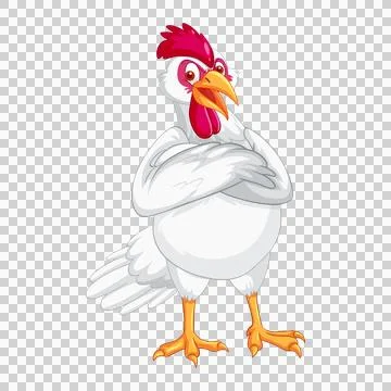 Cartoon Rooster Standing Confidently Alone Ilustração Stock