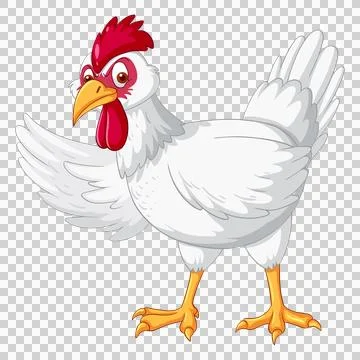 Cartoon Rooster Standing White Background Ilustração Stock