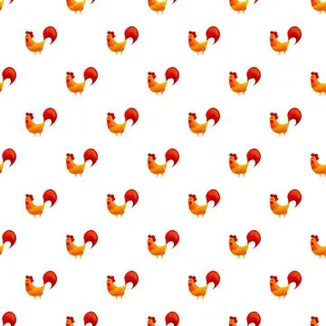 Cartoon roosters creating a seamless pattern background イラスト素材