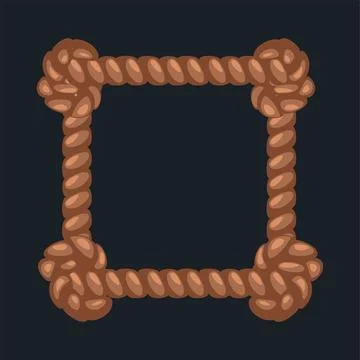 Cartoon rope square frame. Empty border for APP icon, Rope border Stock-Illustration