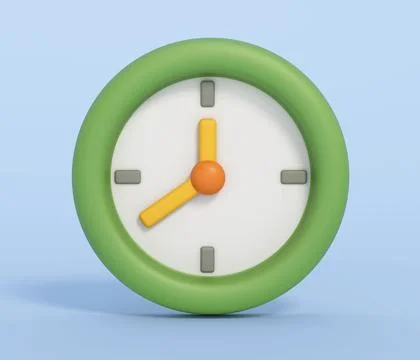 Cartoon round clock icon isolated on blue background. 3D illustration Stock Illustration