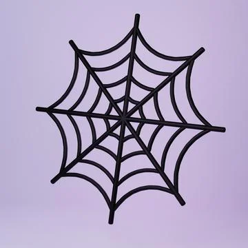 Cartoon round spider web on dark background, 3d render Stock Illustration