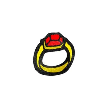 Cartoon ruby ring 库存插图