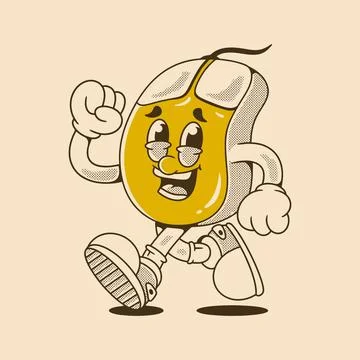 Cartoon Running Mouse Character with Fun Retro Comic Style Look Stock Illustration