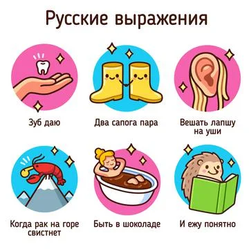 Cartoon Russian language expressions Stock Illustration