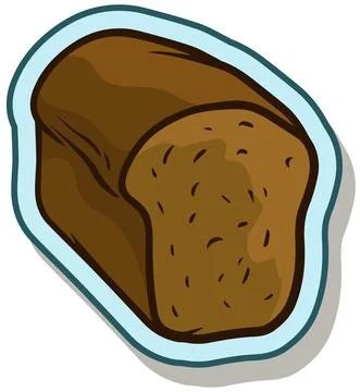 Cartoon rye tasty bread vector sticker icon Stockillustratie