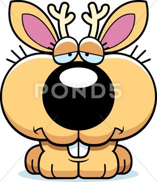 Cartoon sad baby jackalope Stock Illustration