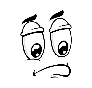 Cartoon sad face expression with large eyes Stock Illustration
