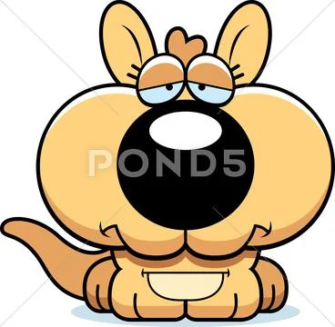 Cartoon sad kangaroo Stock Illustration