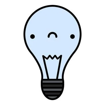 Cartoon sad light bulb. Vector simple illustration 스톡 일러스트