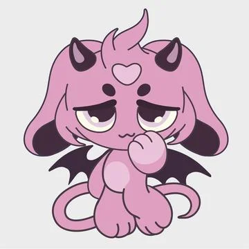 Cartoon sad little devil. Funny character. Cartoon mascot design. Illustrazione stock