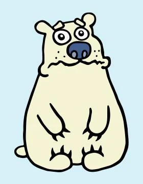 Cartoon sad polar bear. Vector illustration. Stock Illustration