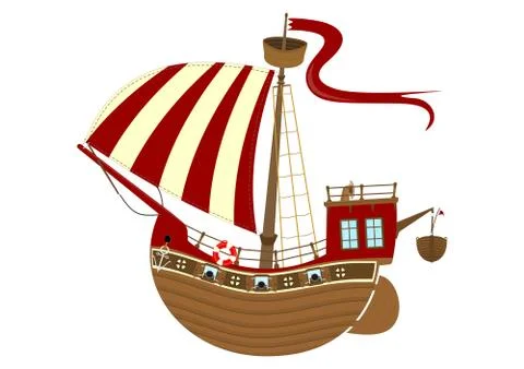 Cartoon sailing ship. Illustrazione stock