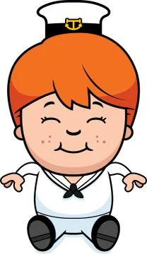 Cartoon sailor sitting Stock Illustration