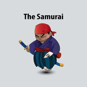 Cartoon samurai vector illustration Illustrazione stock
