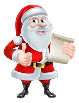 Cartoon Santa and Scroll Ilustração Stock