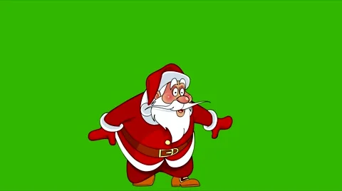 Cartoon Santa Claus having fun jumping on a green background Stock Footage 66426486