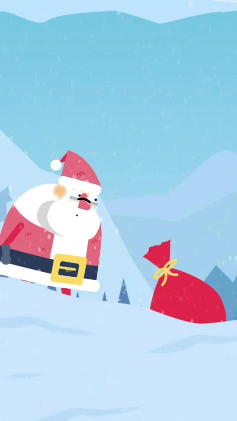 Cartoon Santa Falling Into The Snow On Vertical Stock Footage 322150255
