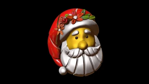 Cartoon santa head. Isolated element with alpha channel. 스톡 동영상 70565647
