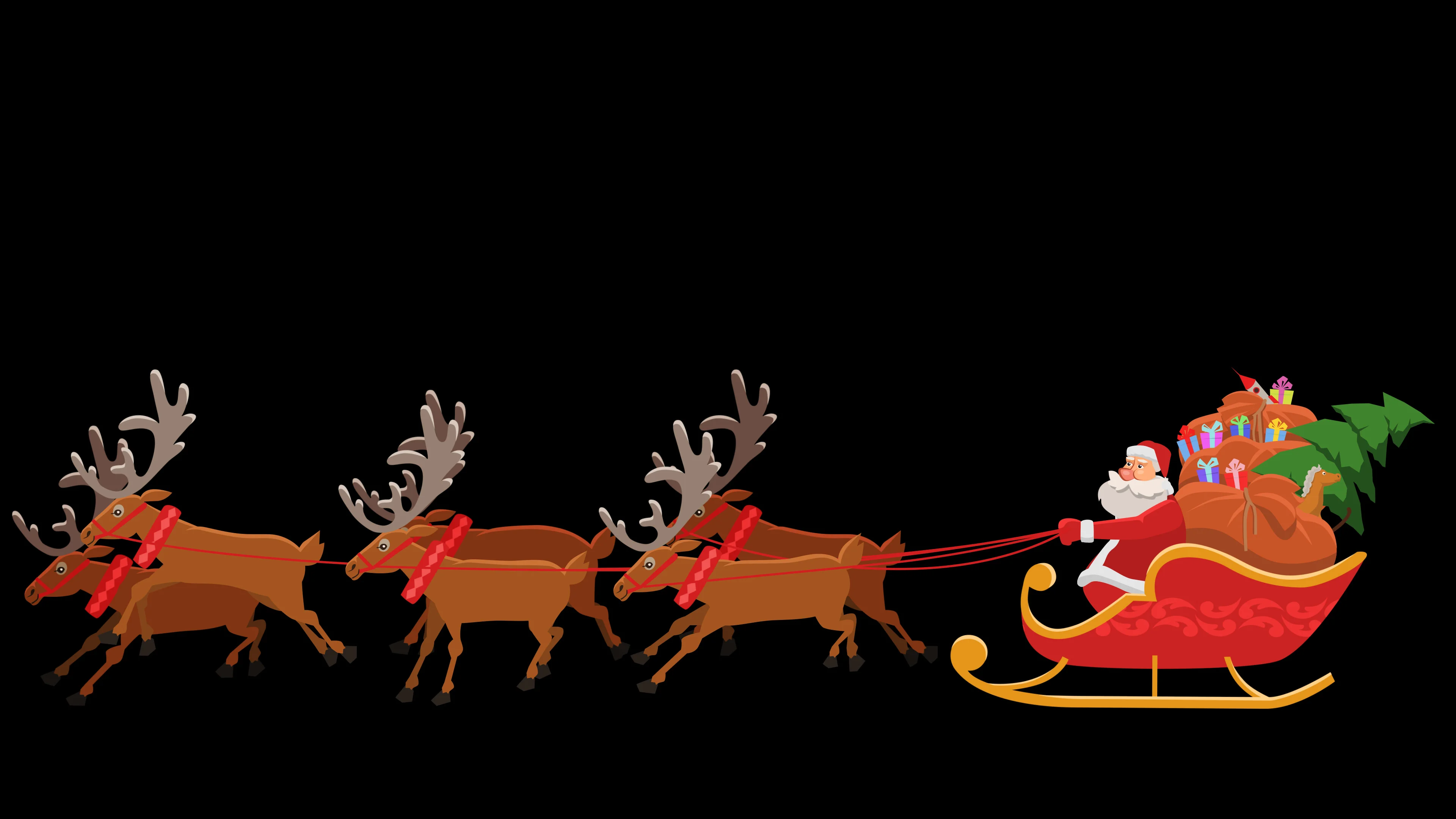 Cartoon Santa Riding On Reindeer Sled w... | Stock Video | Pond5