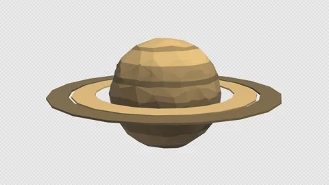Cartoon Saturn Rotate and Loop in alpha channel Video stock 245171331